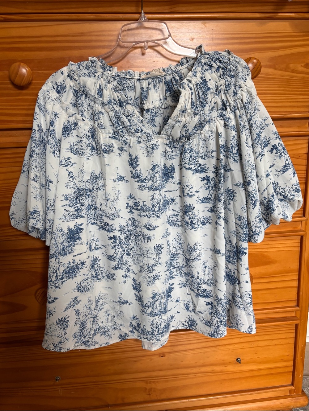entro Blue and White Toile Blouse